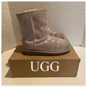 UGG Pink & Silver Star Boots Sz Girls  1